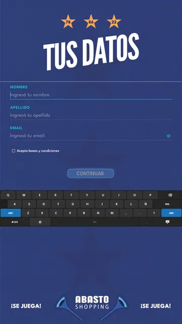 Pantalla de captura de datos